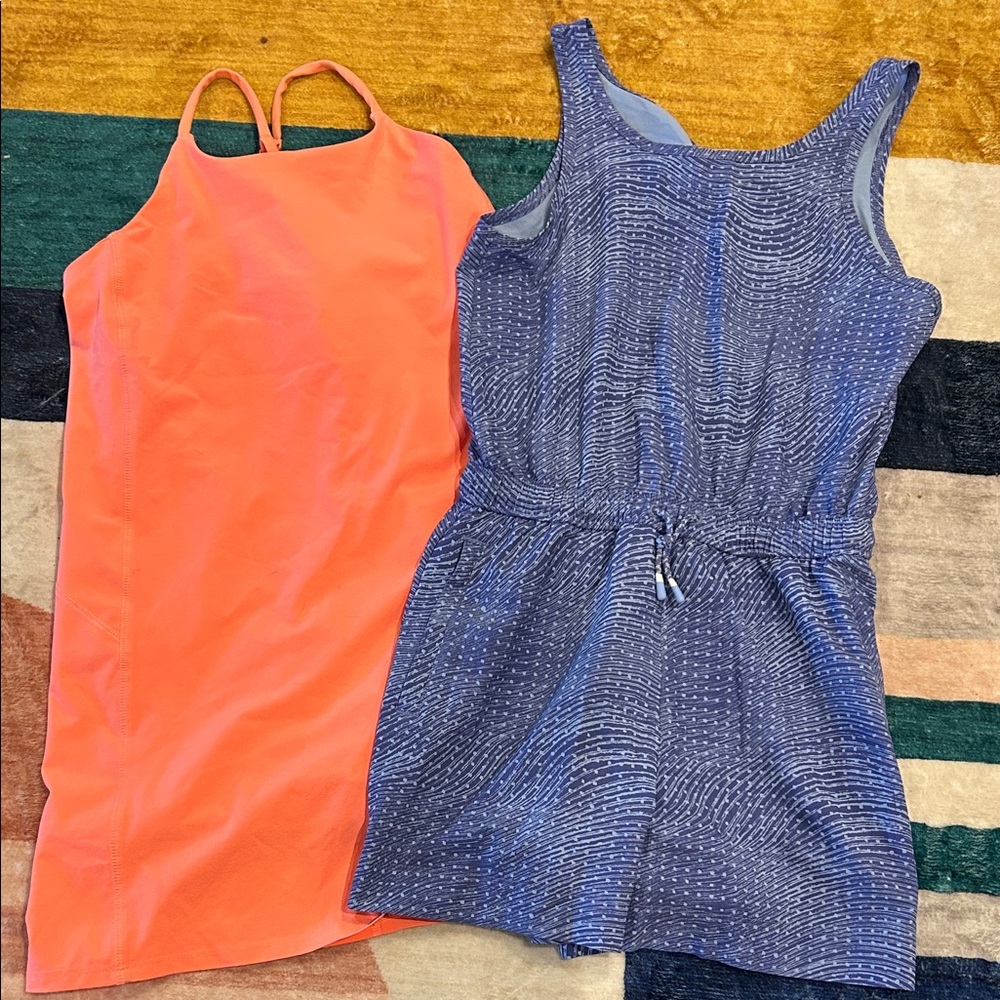 Athleta Kids Vibrant Orange Athletic dress and Blue Romper